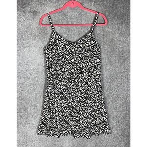 Old‎ Navy Linen Blend Ruffle Animal Print Cami Dress Womens Size XL Smocked